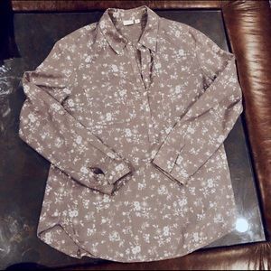Long-Sleeve Flowery Structured Shirt